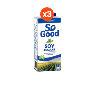 So Good นมถั่วเหลือง สูตรดั้งเดิม Soy Milk Regular 1 ลิตร แพ็ค 3 กล่อง