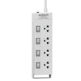 ปลั๊กไฟ มอก. 4ช่อง 3เมตร สีขาว แอนนิเทค H3134TIS power strip 4 outlets 3 m. White Anitech H3134