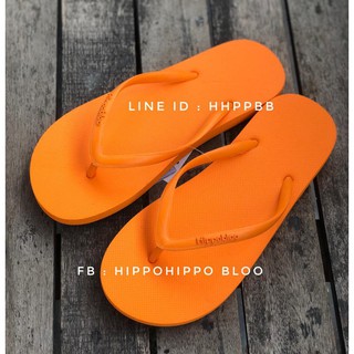 สีส้มล้วน สายเล็ก Orange Slim Hippo shoe รองเท้าแตะฮิปโป   No.36-37-38-39-40