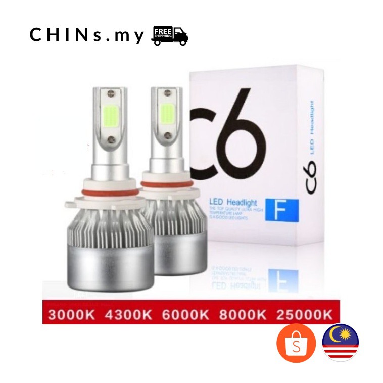 2x C6 H7 LED H11 H4 Hi/Lo ไฟหน้ารถหลอดไฟ 3000K 4300K 6000K 8000K COB
