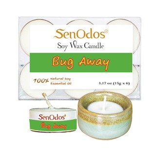 SenOdos Tealight Set เทียนทีไลค์ เทียมหอม ไล่แมลง 15g.X6 แถม ถ้วยวางเทียน