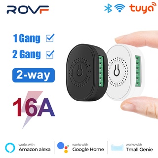 ROVF 16A 1/2 Gang Tuya Wifi สวิทช์ไฟอัจฉริยะบลูทูธแบบ 2 ทางสําหรับ Google Home Alexa Tmall Genie