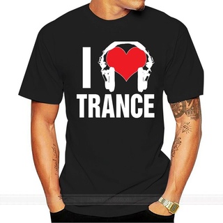 เสื้อยืดผ้าฝ้าย เสื้อยืดแขนสั้น ผ้าฝ้าย 100% พิมพ์ลายกราฟฟิค I Love Trance Music สําหรับผู้ชาย ไซซ์ 6xl