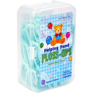 Dr.Phillips Helping Hand Floss Ups ไหมขัดฟัน 50 ชิ้น กลิ่นมิ้นท์  (1999) สีเขียว ด็อกเตอร์ ฟิลลิปส์