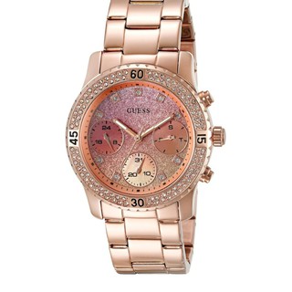 GUESS Womens U0774L3 Rose Gold-Tone Watch with Pink Multi-FunctionDial(Black)