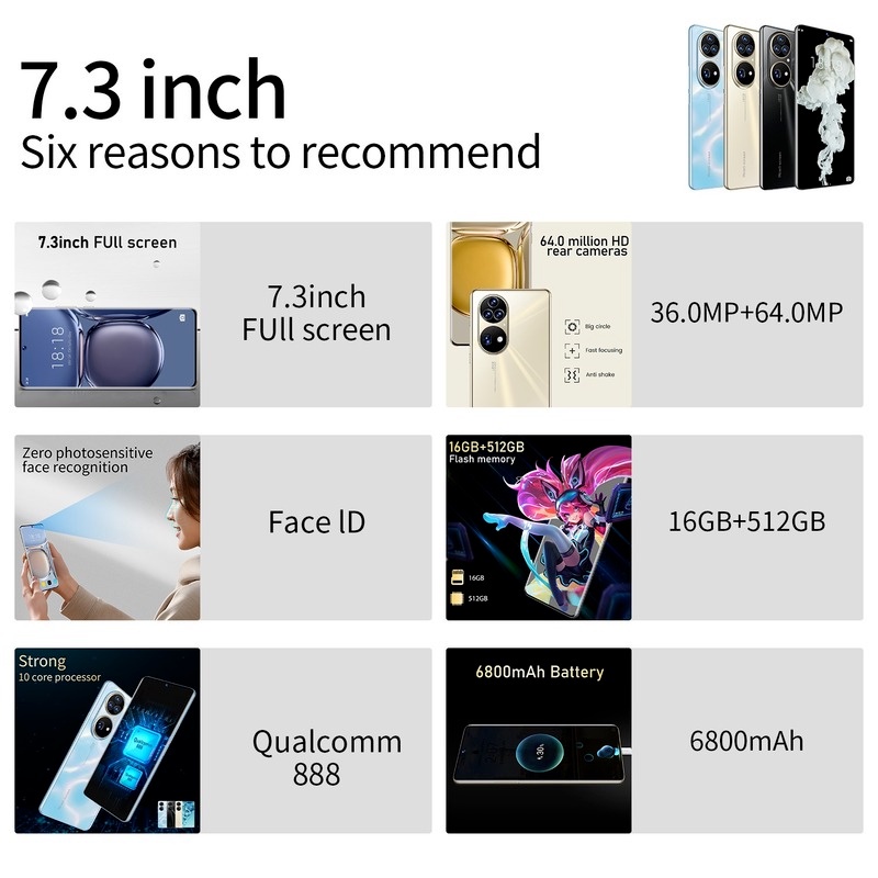 ☢ P50 PRO 4G/5G 16GB+1TB 6800mAh 36MP+64MP Camera Unlocked Celulares ...