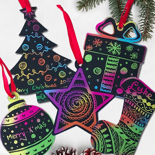 Scratch Art- Christmas, Kids crafts, Scratch Art Kit, Christmas Gift, Kid christmas crafts