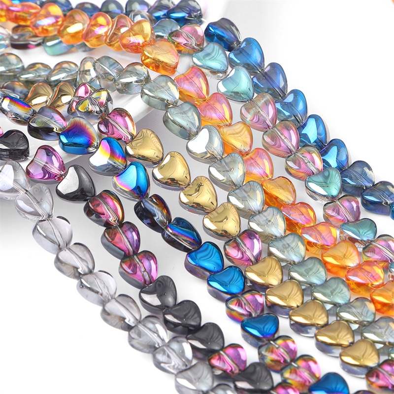 20 ชิ้น 8x8 มิลลิเมตรแก้วชุบพีชหัวใจคริสตัลลูกปัดสําหรับเครื่องประดับทําทําด้วยมือ DIY อุปกรณ์เสริม