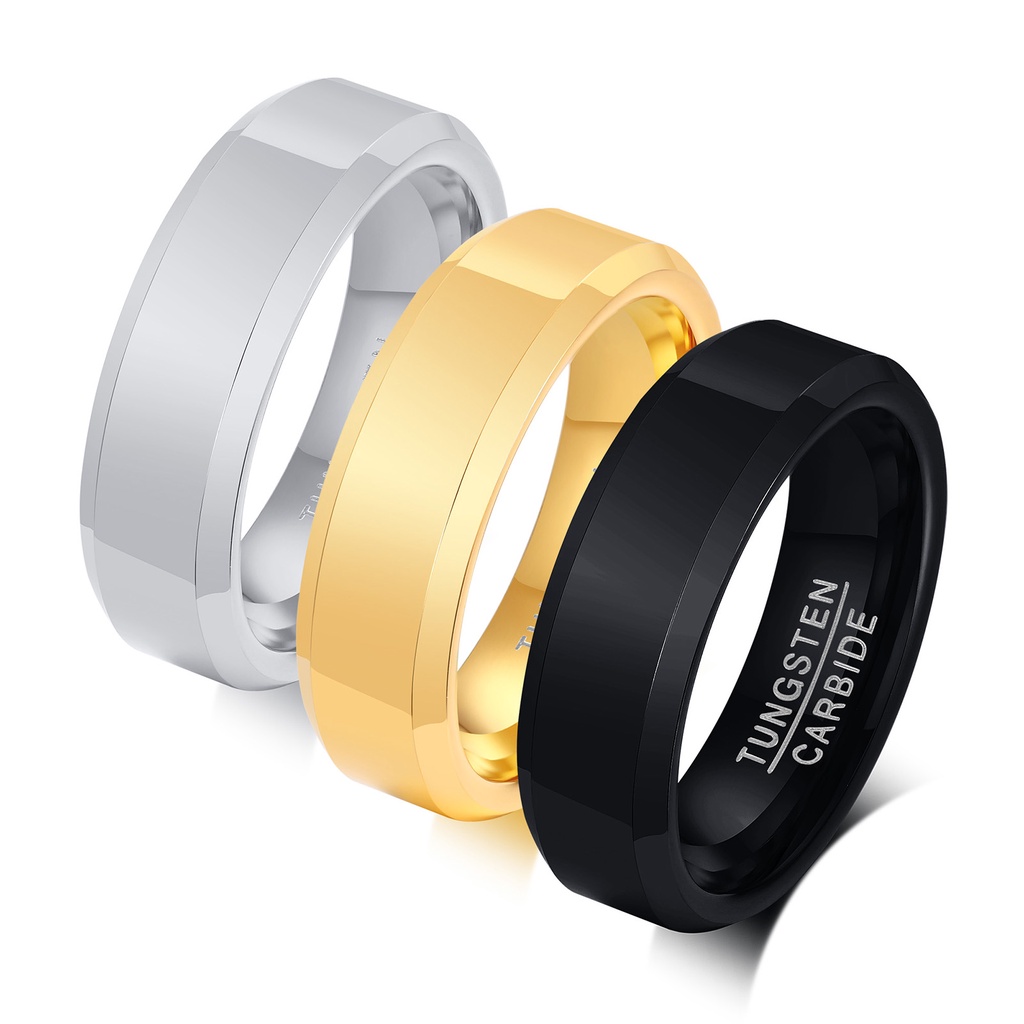 Vnox แหวนคาร์ไบต์ ทังสเตนขัด เรียบง่าย สำหรับผู้ชาย ขนาด 6 มม.