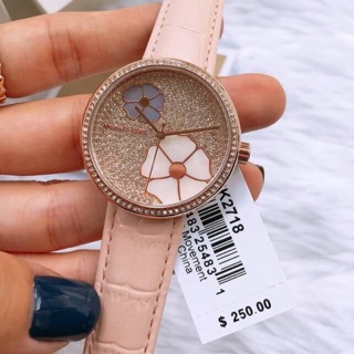 Mk2718 ขนาด 36 mm. Watches Womens Courtney Rose Gold-Tone and Blush Croco Leather