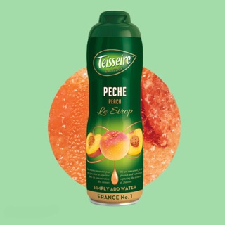 ราคาTeisseire PEACH Syrup ไซรัปเข้มข้นเตสแซร์รสพีช น้ำหวานเข้มข้นรสพีช Teisseire syrup ไซรัปพีช จากฝรั่งเศส 600 ml. Peach