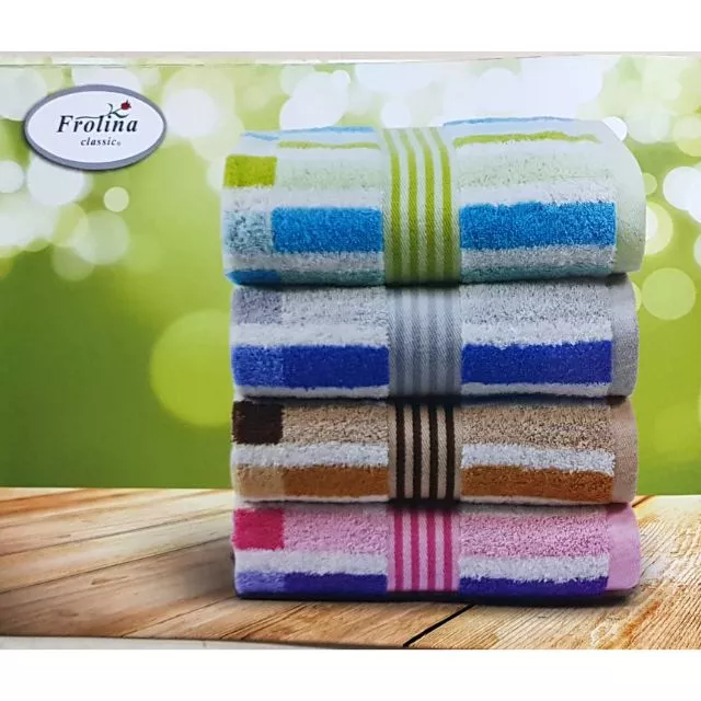 ผ้าขนหนูลายริ้ว ยี่ห้อฟรอลิน่า ผ้าเช็ดตัวลายริ้ว Frolina รหัส 6004