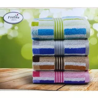 ผ้าขนหนูลายริ้ว ยี่ห้อฟรอลิน่า ผ้าเช็ดตัวลายริ้ว Frolina รหัส 6004
