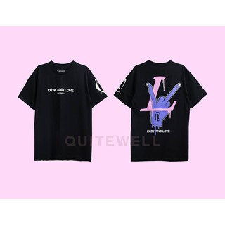 เสื้อยืดผ้าฝ้าย QWT71-1 HAND BLACK ดำ