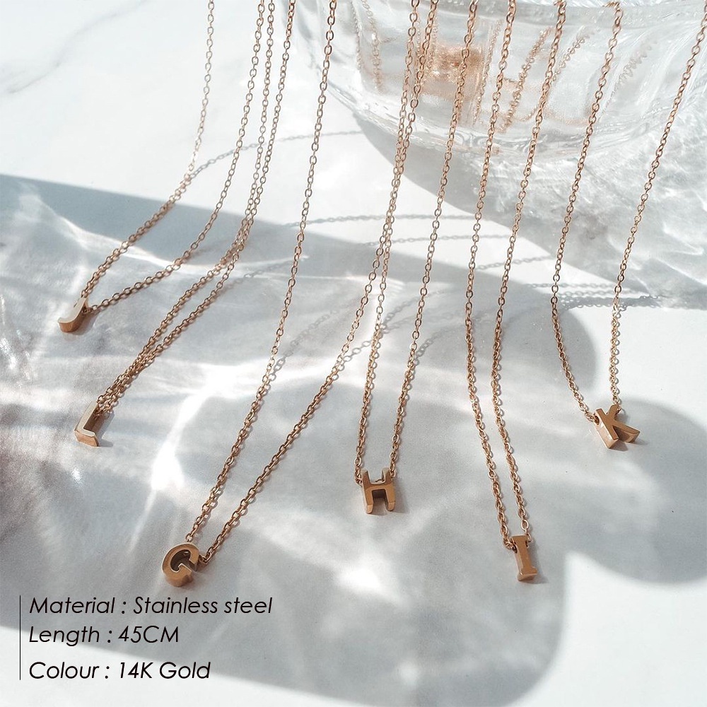 แฟชั่นผู้หญิง ชุบทอง ตัวอักษรเริ่มต้น A-Z จี้สร้อยคอโซ่ เสื้อกันหนาว สร้อยคอ ชื่อ - รูปที่ 5