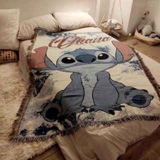 Stitch stitch ผ้าห่มลำลอง Stitch ขี้เกียจ โซฟา ผ้าขนหนู สุทธิ สีแดง โฮมสเตย์ ผ้าห่มตกแต่ง การ์ตูน