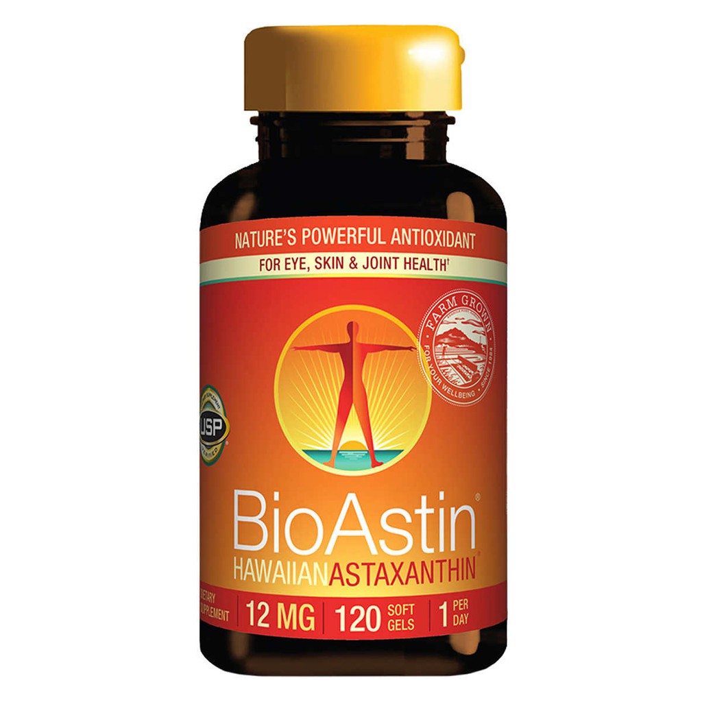 ((ไซส์ใหญ่ คุ้มสุดๆ ไม่มีแผงกระดาษค่ะ)) Bioastin - Astaxanthin 12 mg 120 softgels สาหร่ายแดง Exp.07/27 แพคเก็จใหม่