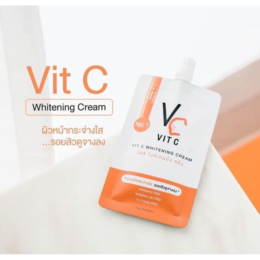 (1ซอง) แท้ 100% VC Vit C Whitening Creamรัชชา RATCHA วิตซี ไวท์เทนนิ่ง ครีม 7 กรัม เซรั่มวิตามินซี น้องฉัตร