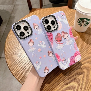 Casetify สาวบัลเล่ต์น่ารักปลอก For iPhone 7 8 Plus X XS XR 11 12 13 Pro Max Soft Liquid ซิลิโคน Flocking กรณี