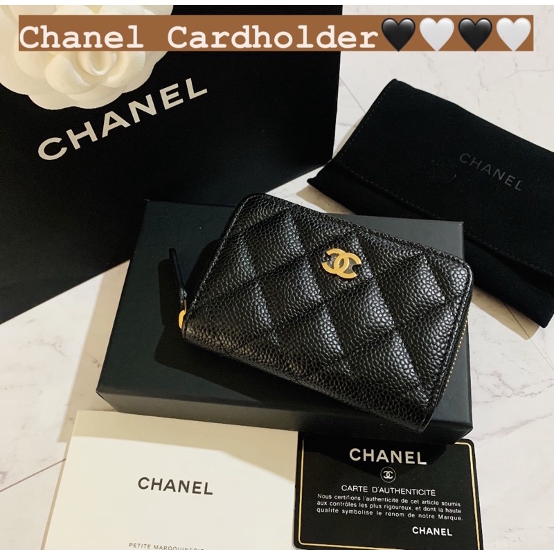 ใหม่ แท้ (ผ่อน0%)❤️ Chanel Cardholder Zippy Coin คาเวียร์สีดำ อะไหล่ทอง Holo31