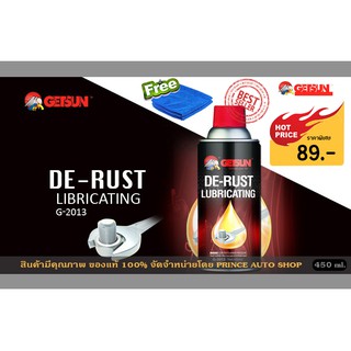 Getsun De-rust Lubricating Spray (2013) สเปรย์หล่อลื่นป้องกันสนิม คลายน๊อต สกรู และละลายสนิมที่เกาะ ขนาด 250 ml.