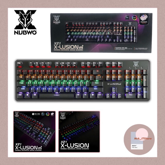 คีย์บอร์ดเกมมิ่ง คีย์บอร์ดมีไฟ ของแท้ มีประกัน Nubwo Rainbow Machanical Gaming Keyboard X21(เลือก Blue/Brown Switch ได้)