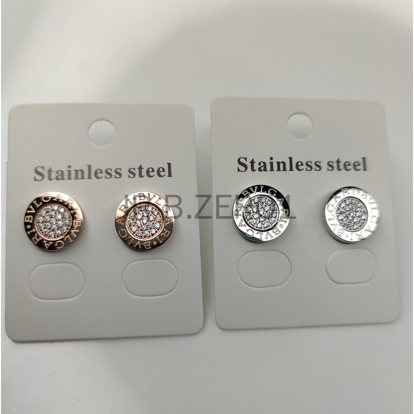 ขายร้อนใหม่ 2 ชิ้น Bg 18 Kt Rose Gold ต่างหูสตั๊ดเดี่ยวพร้อมเพชร Pave