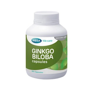 Mega We Care Ginkgo Biloba เมก้า วี แคร์ จิงโกะ บิโลบา บำรุงสมอง ให้สดใส ไม่เพลียง่าย บรรจุ 60 แคปซูล (05461)