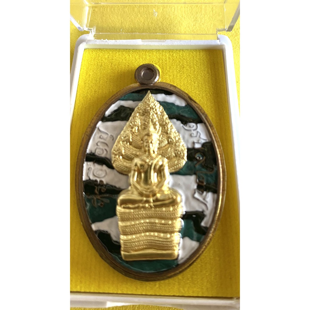 เหรียญพระนาคปรก  รุ่นเพชรพันล้าน  เนื้อมหาชนวนไม่ตัดปีก  หน้ากากทองทิพย์ลงยาลายทหาร  หลวงปู่หนูเพชร   สกลนคร ปี  2564