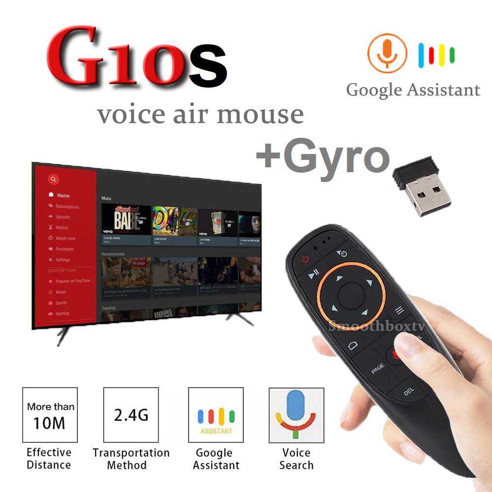 ชั้นวางทีวี G10S (มี Gyro) รีโมท Air Mouse + Voice Search + IR Remote Control เมาส์ไร้สาย for PC กล่อง Android TV Box Mi
