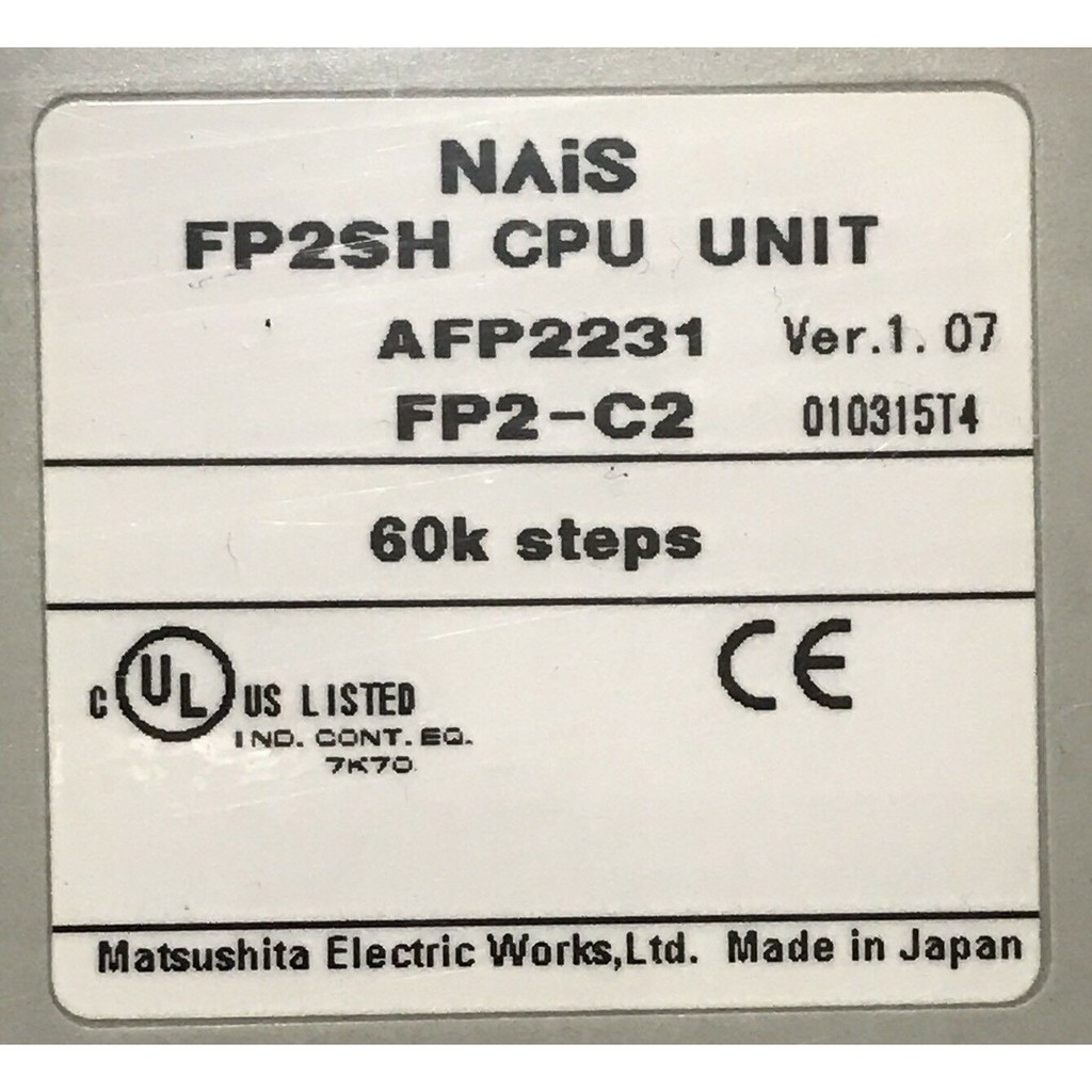 Nais Panasonic Matsushita FP2SH AFP2231 FP2-C2 FP2C2 CPU Unit PLC Ver.1.07  | Shopee Thailand