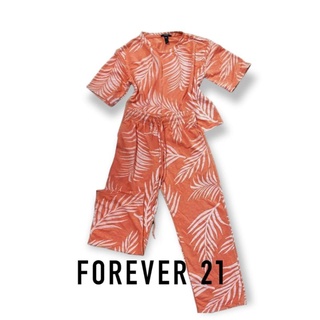 ( ชุด set ) Forever 21  :  tropical leaf print two piece