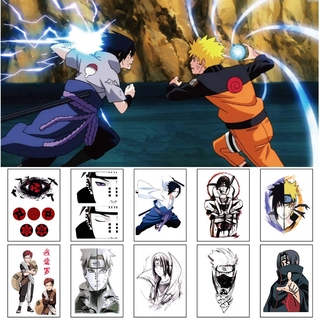 NARUTO สติ๊กเกอร์แทททูติดร่างกายชั่วคราวรูปนารูโตะกันน้ํา 10 แผ่น