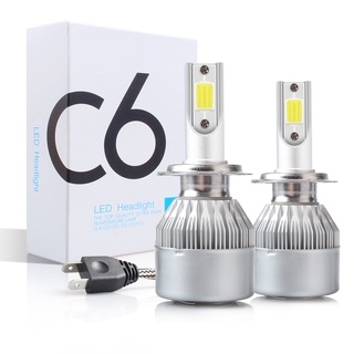 หลอดไฟหน้ารถยนต์ LED C6 H1 H3 H7 H4 880 H11 HB3 9005 HB4 9006 H13 6000K 72W 12V 7200LM 2 ชิ้น