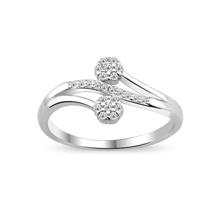 Silver thai Silver Double Flower Clear CZ Ring แหวนเงินแท้ 925 ฝังเพชรสวิส (CZ)ตัวเรื่อนฝังเพรชczเป็นลายไขว้ดอกไม้ที่ตัว