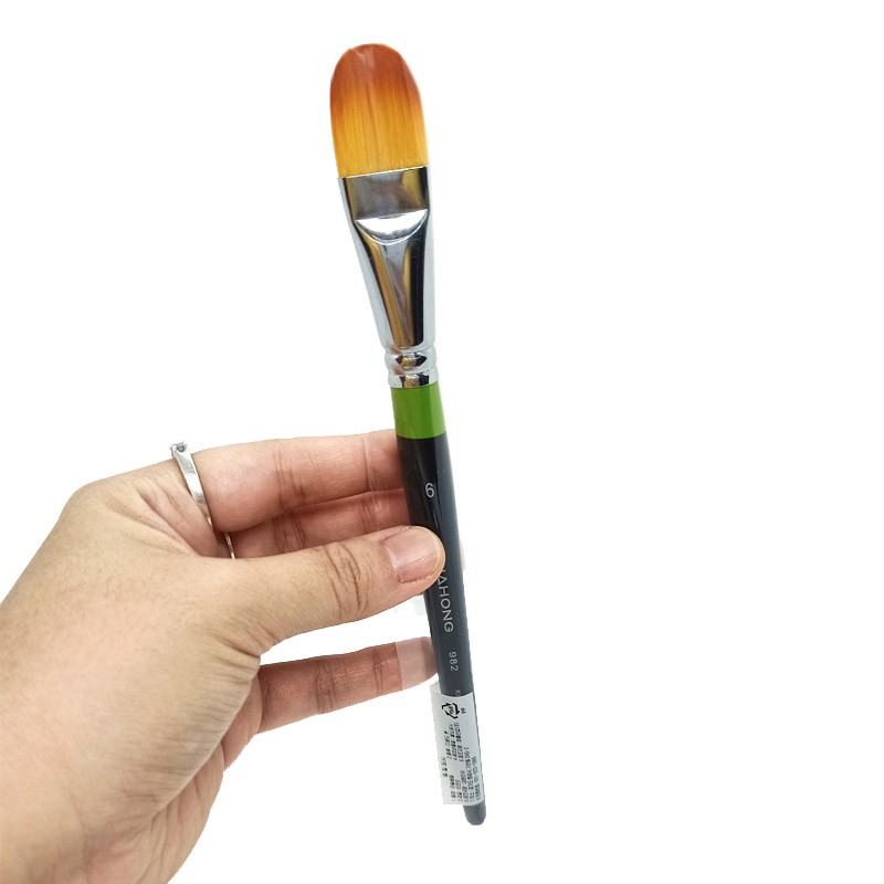 Hwahong 982 พู่กันลิ้นแมวขนไนลอน filbert brush สีอะคริลิค สีน้ำ สีโปสเตอร์ ราคา ถูกที่สุด ดีลบีเคเค แกลเลอรีภาพที่ 5