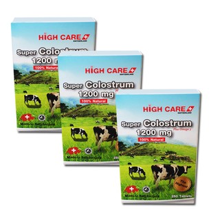 Exp.12/2025 High Care Super Colostrum (สุดคุ้ม 3กล่อง) 1200 MG Plus Omega3  คลอลอสตรุ้ม 250 เม็ด จำนวน 3 กล่อง