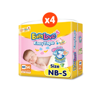 [เหลือ 815 โค้ด BABY315A] BABYLOVE EASY TAPE ผ้าอ้อมเด็ก เบบี้เลิฟ อีซี่ เทป ขนาดจัมโบ้ x 4แพ็ค [ขายยกลัง]