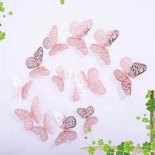 12pcs 3D Hollow Butterfly Wall Sticker for Home Decor Christmas Tree DIY Butterflies Fridge Stickers Room Decoration