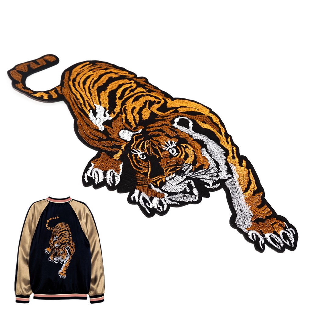 Big ปัก Mountain Tiger Applique เย็บเหล็กบนผ้า Patch Badge สําหรับแจ็คเก็ตกางเกงยีนส์ DIY ตกแต่ง
