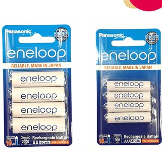 ถ่านชาร์จ Panasonic Eneloop AA 4pcs+ AAA 4pcs ของแท้ ประกัน 6 เดือน