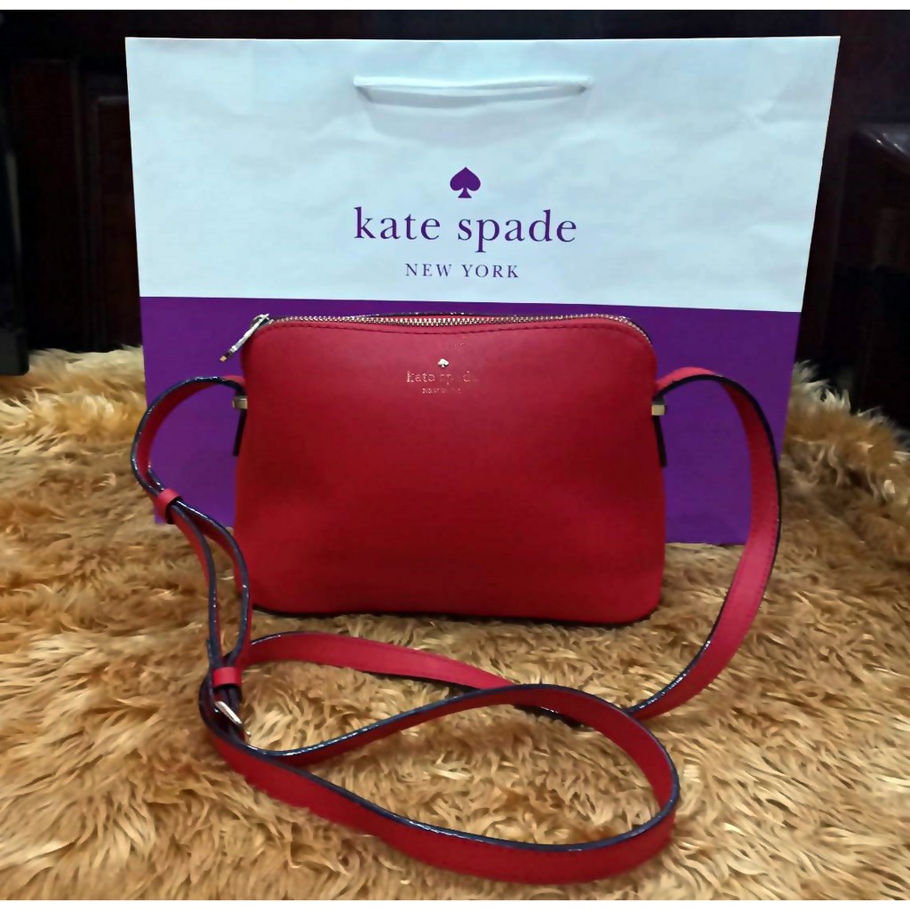 Kate Spade Irini Cove Street Leather Crossbody Bag Red ของแท้ 100% แถมถุงกระดาษ