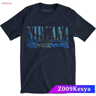 Z009Kesya เสื้อยืดสีพื้น Nirvana Mens Nevermind Album Play List Slim Fit T-Shirt Navy saleNirvana,นิพพาน