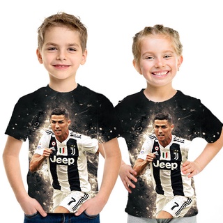 เสื้อยืดแขนสั้นลําลอง พิมพ์ลาย Juventus Ronaldo 3 มิติ แฟชั่นฤดูร้อน สําหรับเด็กผู้หญิง และเด็กผู้ชาย 2022