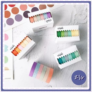 ZIGSHOP - (6 ม้วน) เทปวาชิกล่อง  จุใจ เทปวาชิ เทปตกแต่ง สีพาสเทล เทปกาวสีตกแต่ง