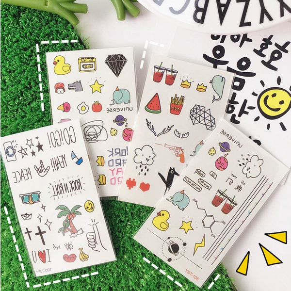INEXSHOP - สติ๊กเกอร์แทททูแบบมินิมอล สติ๊กเกอร์แทททู แทททูน่ารัก แผ่นแปะแทททู แทททูมินิมอล sticker tattoo 30 ชิ้น