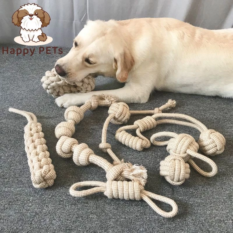 Happy PETs ของเล่นสุนัข เชือกกัด สีน้ำตาล ช่วยขัดฟัน คลายเครียด ของเล่นหมาจ