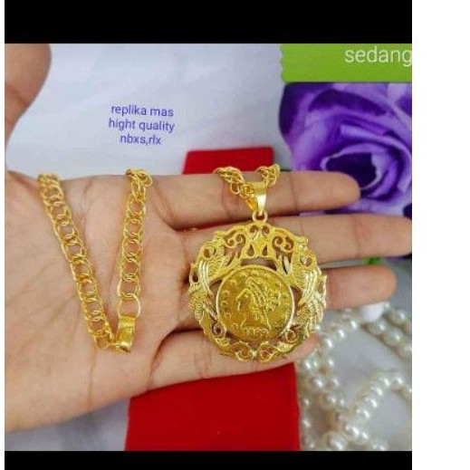 REPLIKA สร้อยคอจําลองทองคํา 24k (60cm-70cm chain) หรูหรา สามารถเปลี่ยนได้