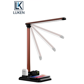 Luken 4 in 1 โคมไฟตั้งโต๊ะ LED ที่ชาร์จไร้สาย สําหรับ iP 11Pro Xs Max Xr 11 X 8 plus App Watch 5 3 4 Airp 2