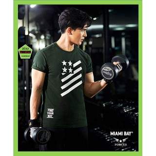 Miami bay เสื้อคอกลม ชาย รุ่น forces สีเขียวแก่